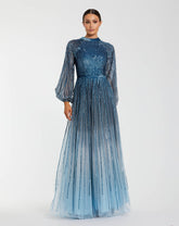 Mac Duggal 6206 - Ombre Sequin Long Sleeve Evening Dress